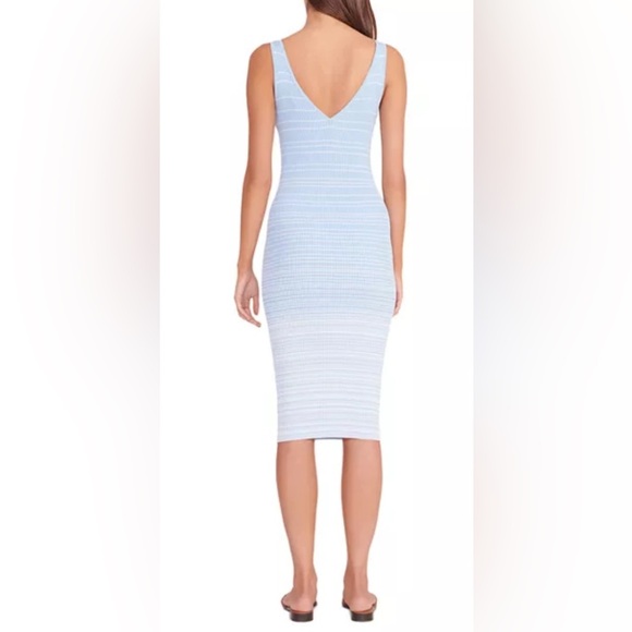 STAUD Dana Rib Knit Midi Dress Blue XL - Picture 6 of 11